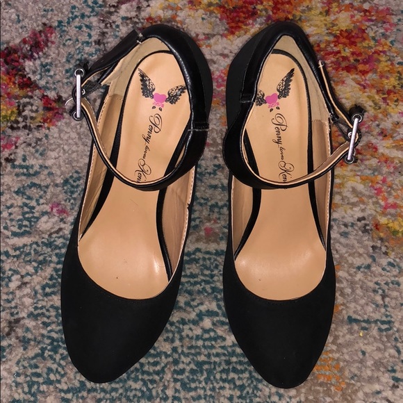 Penny Loves Kenny Shoes - Black suede platform wedges